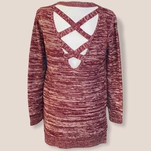 Stitch Fix Red Criss Cross Open Back Knit Sweater